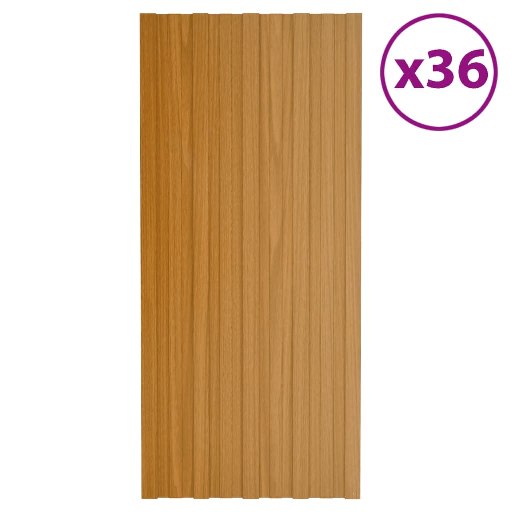 Takplater 36 stk lyst tre 100x45 cm galvanisert stål