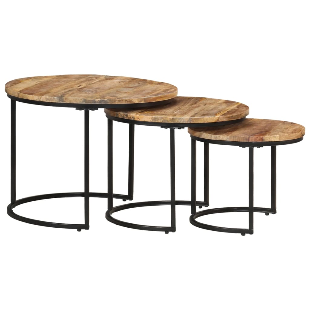 Stablebord 3 stk grovt mangotre vidaXL