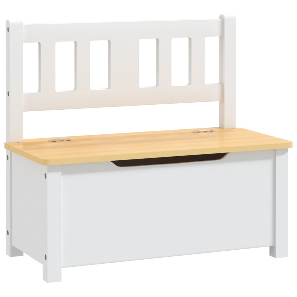 Oppbevaringsbenk for barn hvit og beige 60x30x55 cm MDF