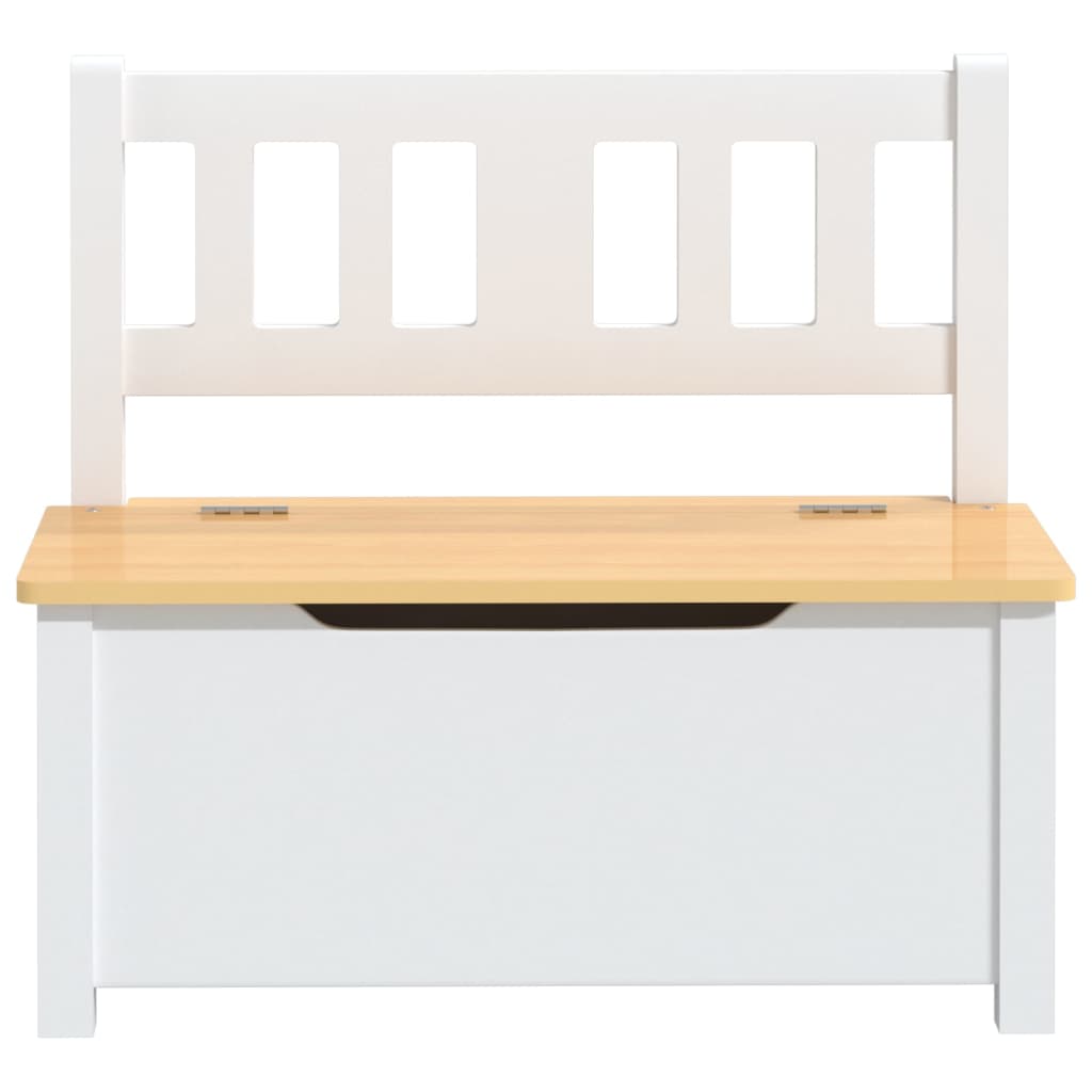 Oppbevaringsbenk for barn hvit og beige 60x30x55 cm MDF