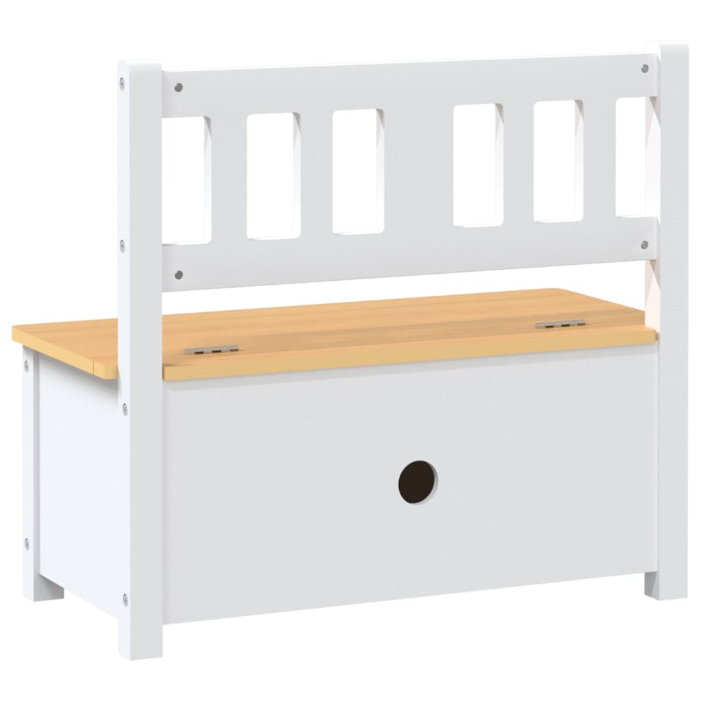 Oppbevaringsbenk for barn hvit og beige 60x30x55 cm MDF