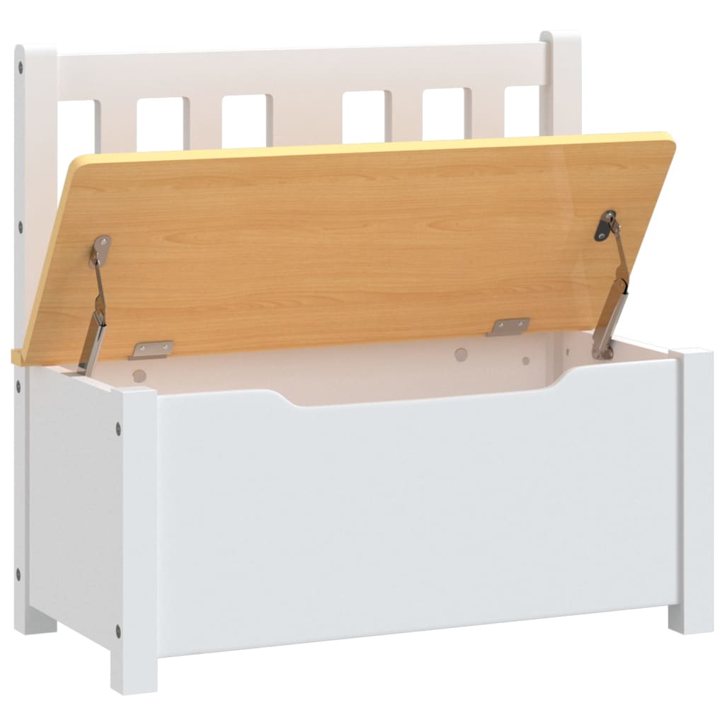 Oppbevaringsbenk for barn hvit og beige 60x30x55 cm MDF