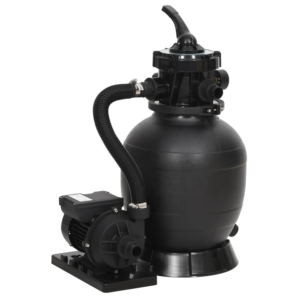 Sandfilter for basseng med 6-veis ventil svart vidaXL