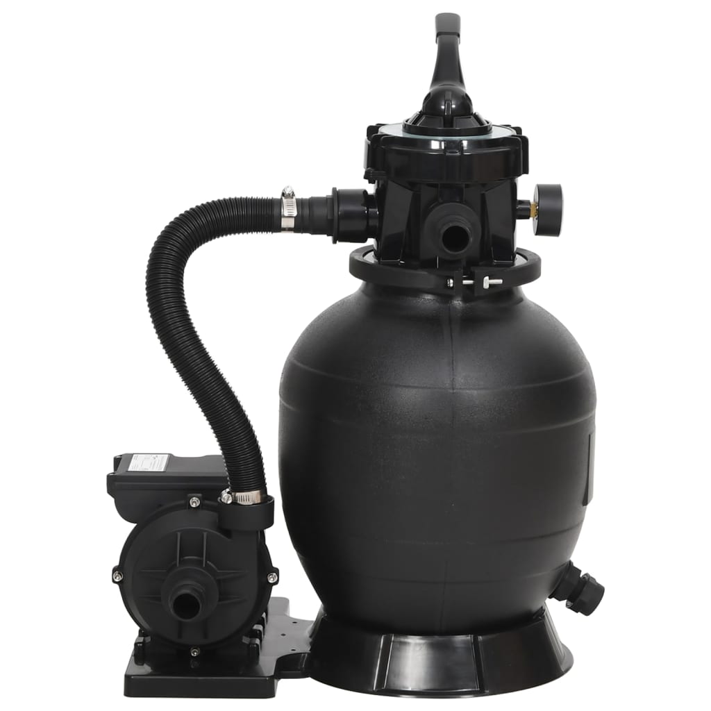 Sandfilter for basseng med 6-veis ventil svart vidaXL
