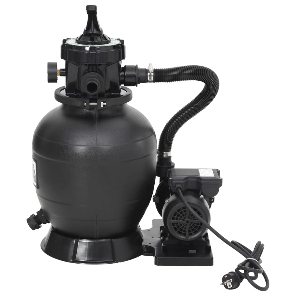 Sandfilter for basseng med 6-veis ventil svart vidaXL