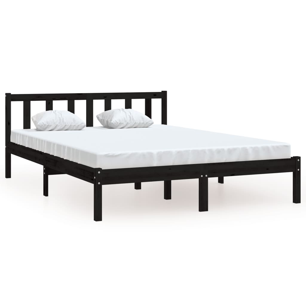 Sengeramme svart heltre furu 135x190 cm Double