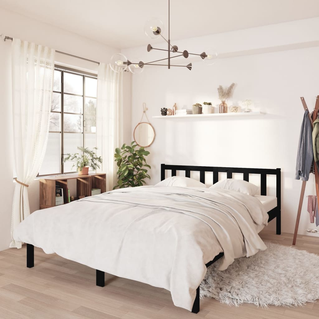 Sengeramme svart heltre furu 135x190 cm Double