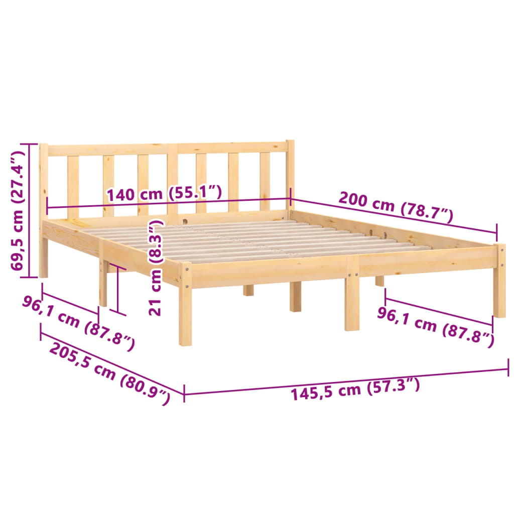 Sengeramme heltre furu 140x200 cm