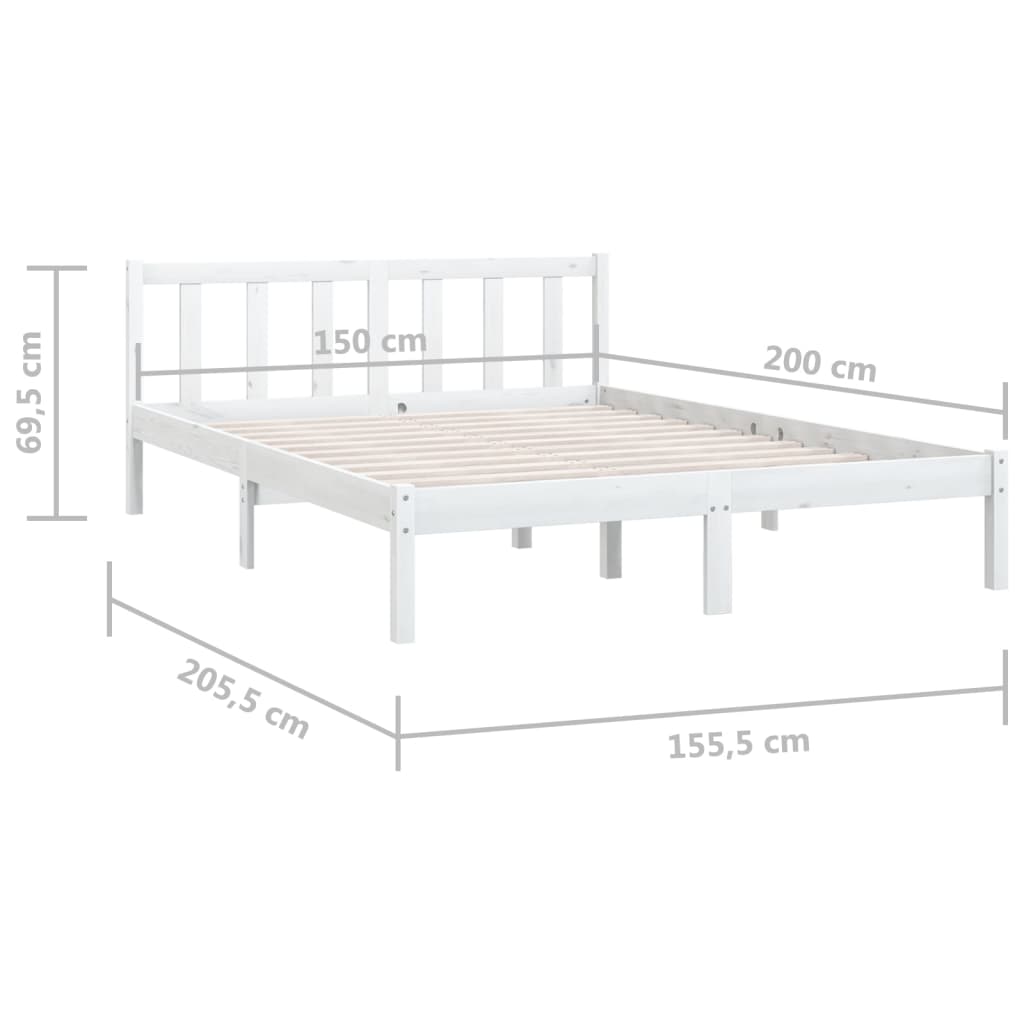 Sengeramme hvit heltre furu 150x200 cm King Size