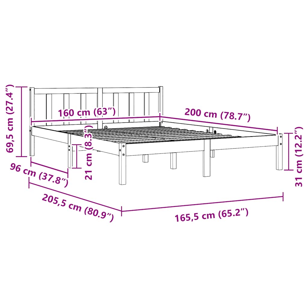Sengeramme heltre furu 160x200 cm