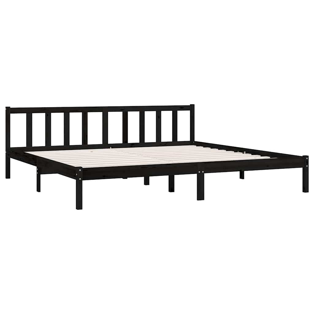 Sengeramme svart heltre furu 200x200 cm