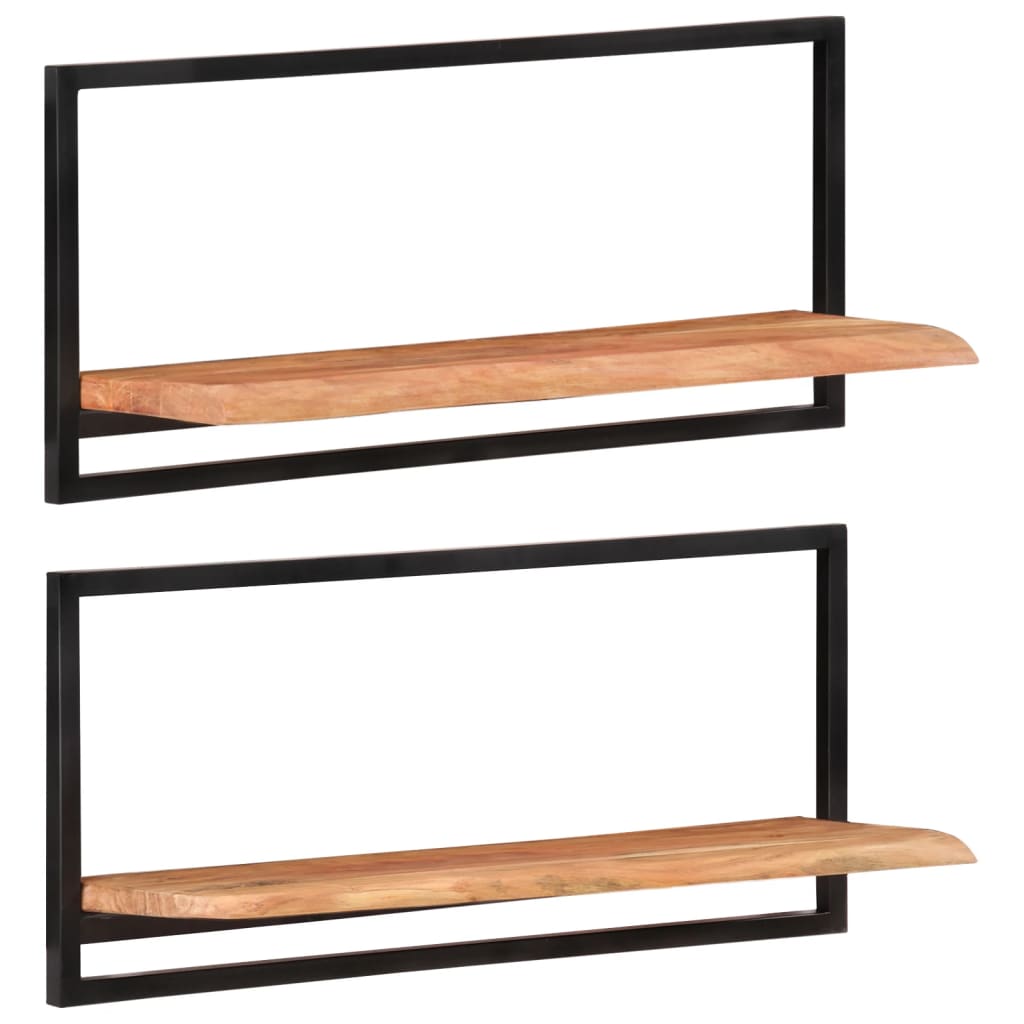 Vegghyller 2 stk 80x25x35 cm heltre akasie og stål