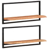 Vegghyller 2 stk 80x25x35 cm heltre akasie og stål