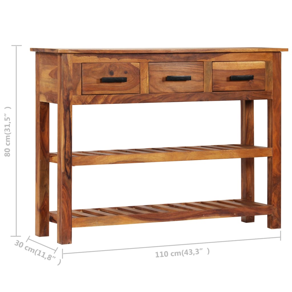 Skjenk med 3 skuffer 110x30x80 cm heltre akasie
