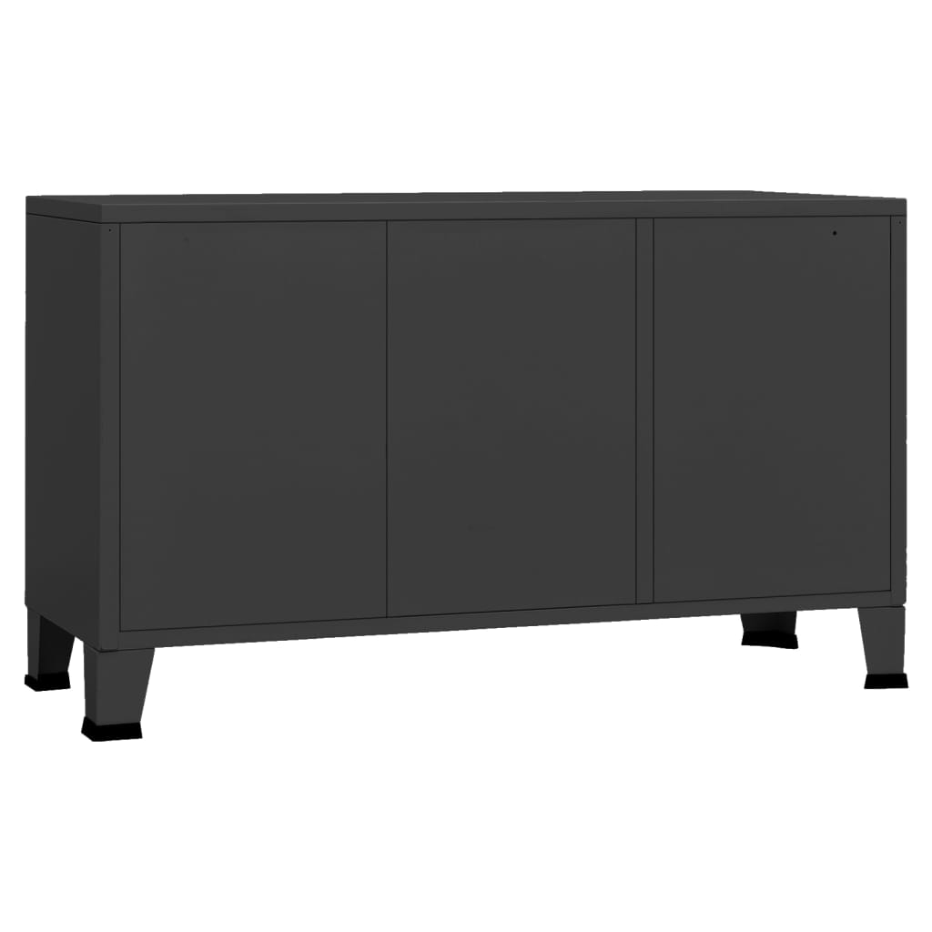 Industriell skjenk svart 105x35x62 cm metall og glass