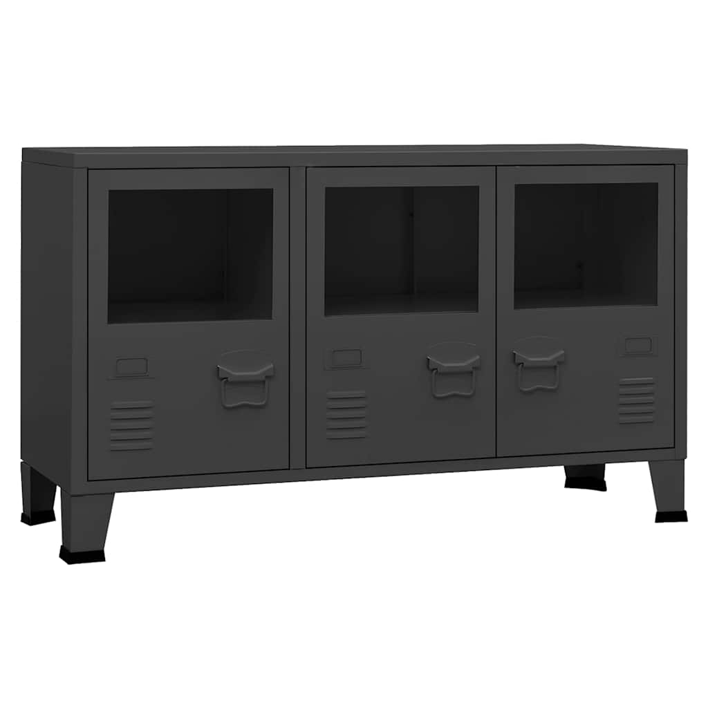 Industriell skjenk antrasitt 105x35x62 cm metall og glass