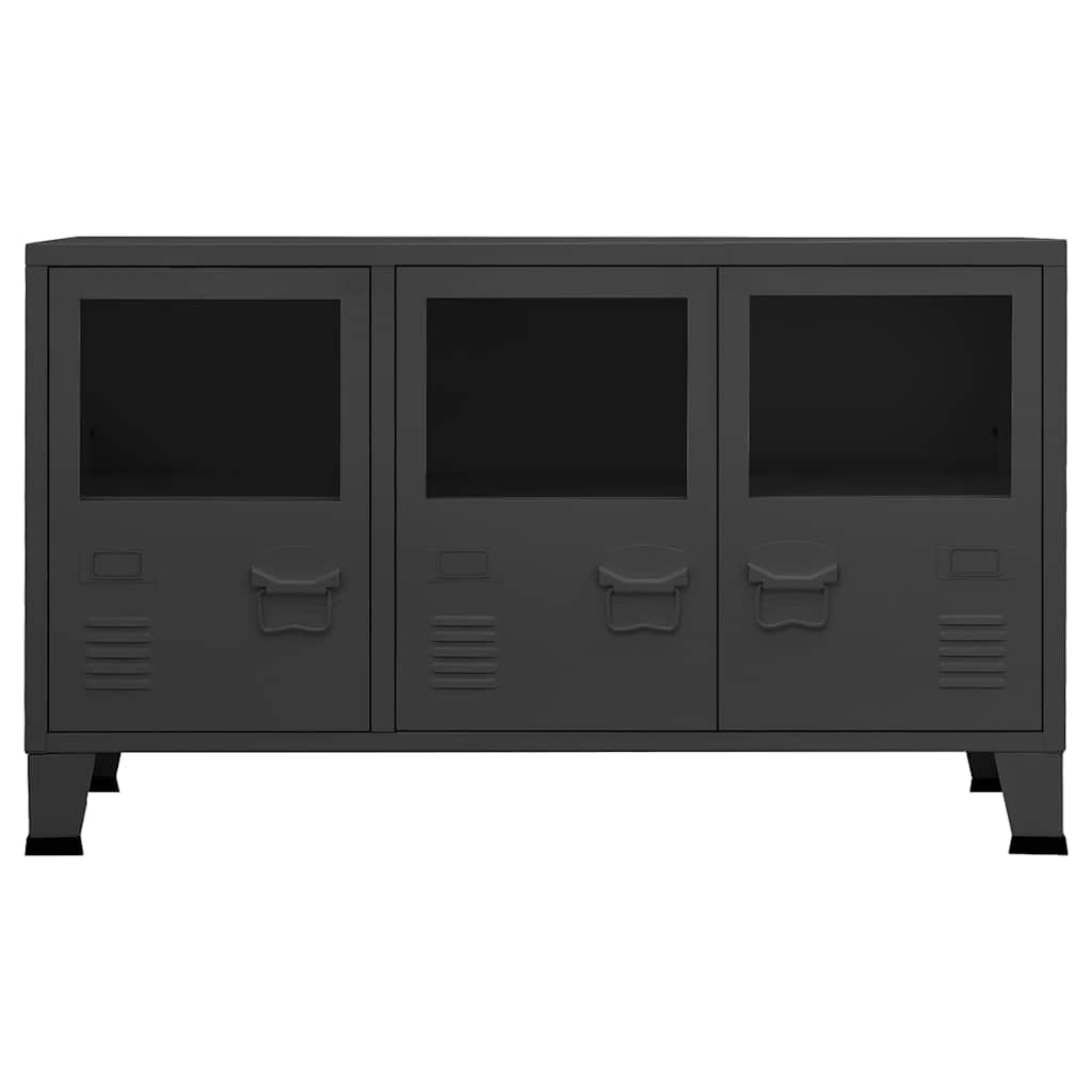 Industriell skjenk antrasitt 105x35x62 cm metall og glass