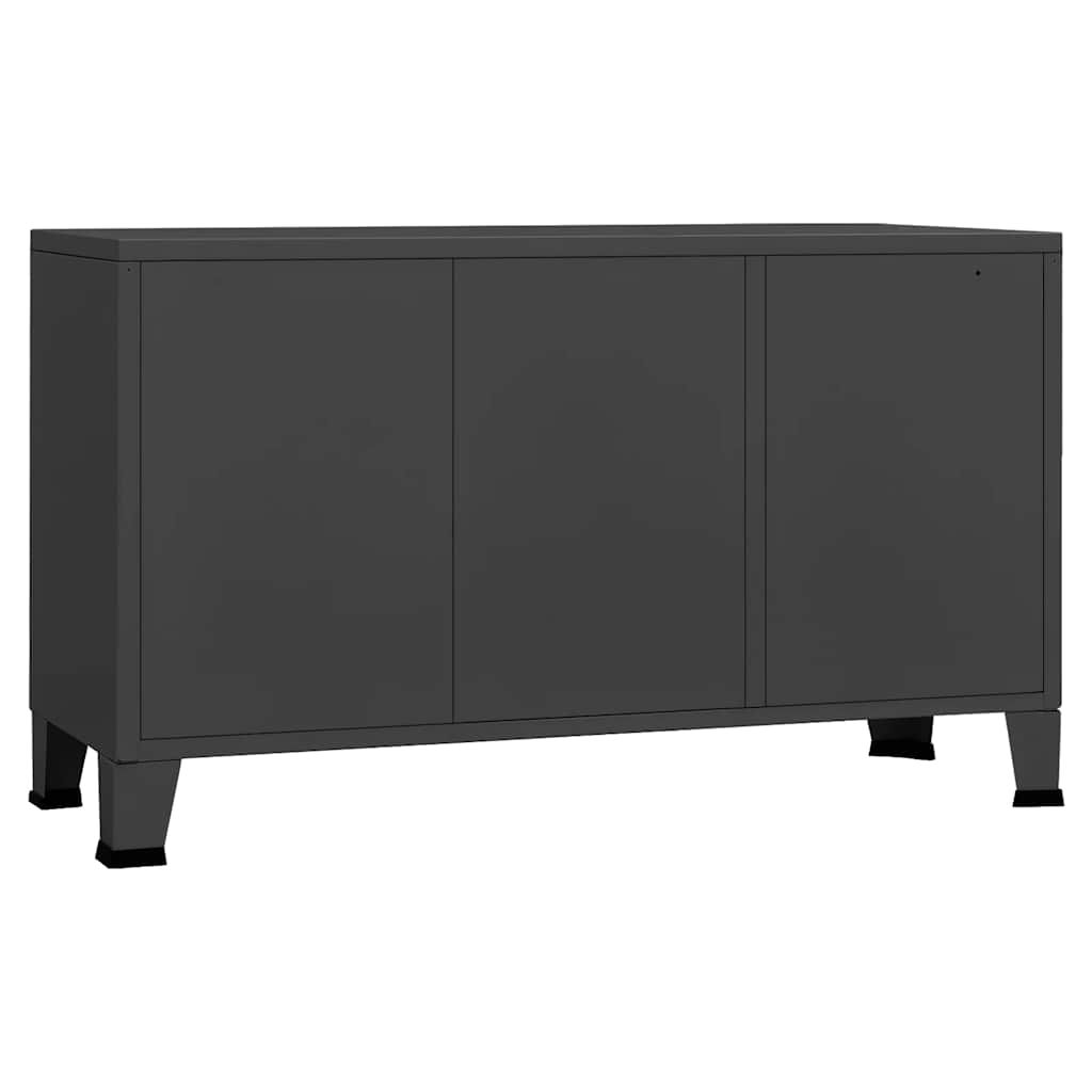 Industriell skjenk antrasitt 105x35x62 cm metall og glass