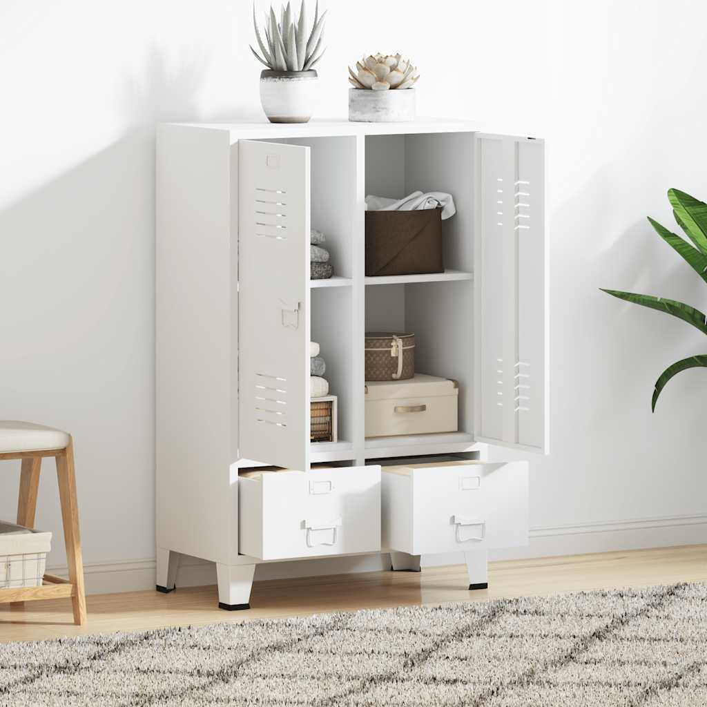 Garderobe industriell stil hvit 67x35x107 cm stål