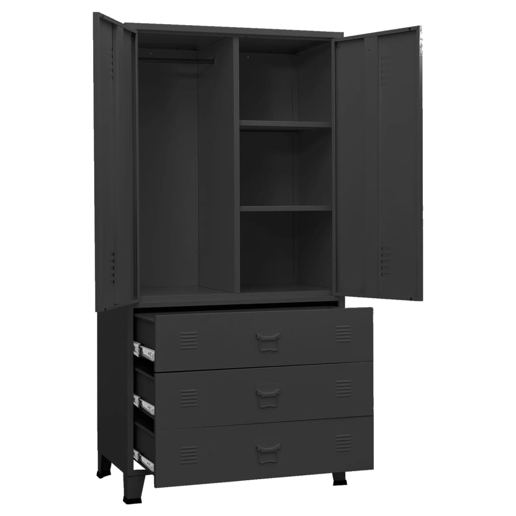 Industriell garderobe svart 90x50x180 cm metall