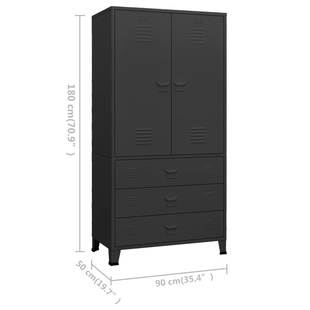 Industriell garderobe svart 90x50x180 cm metall