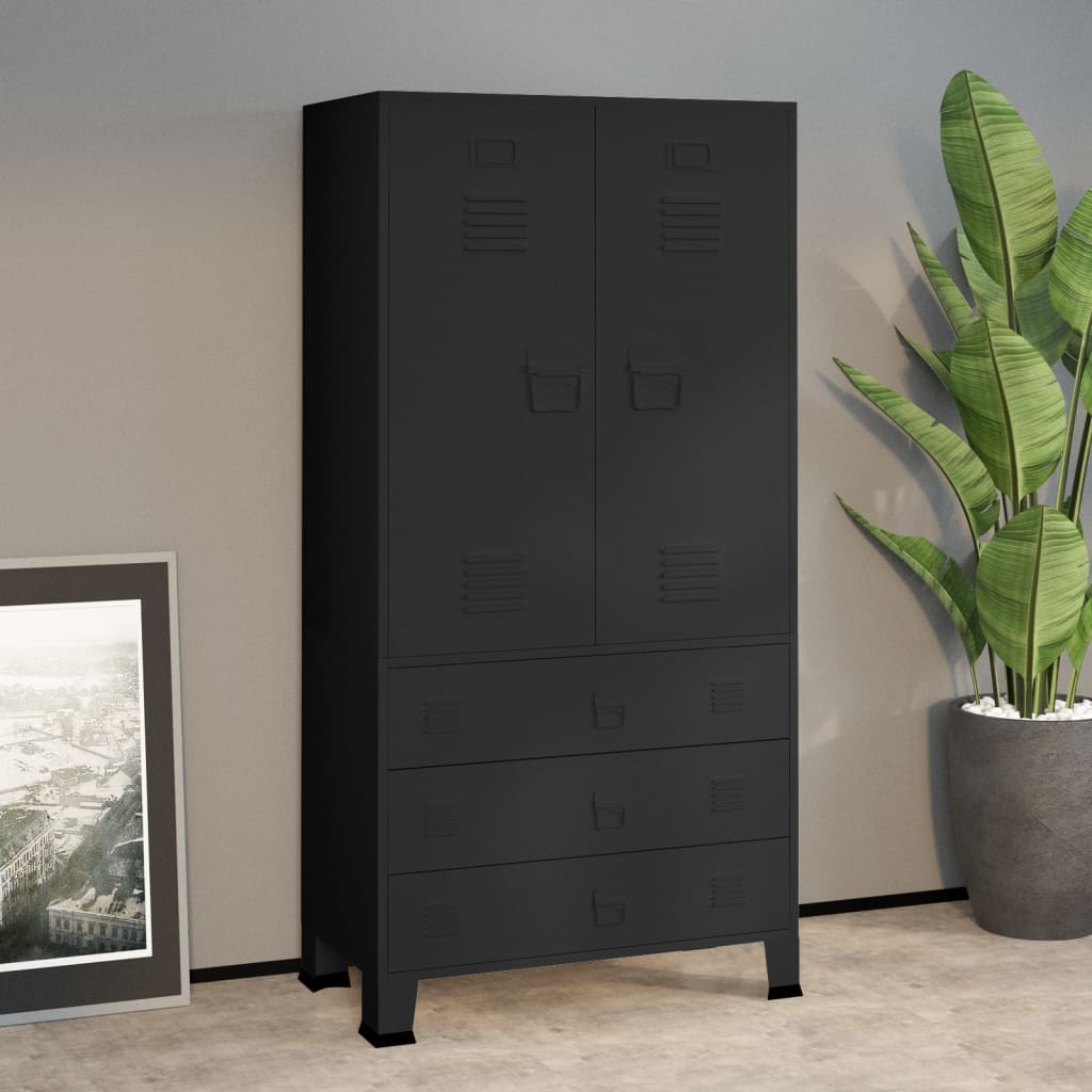 Industriell garderobe svart 90x50x180 cm metall