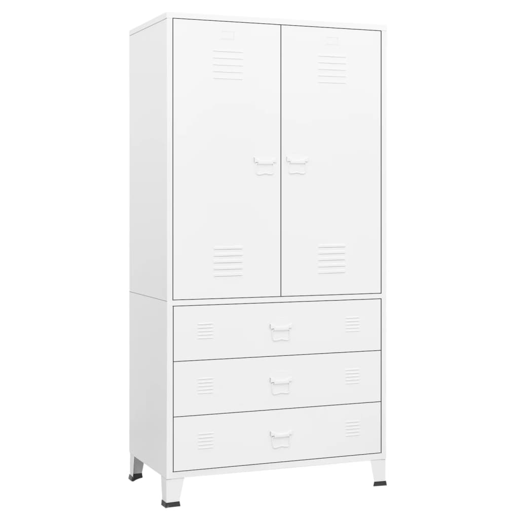 Industriell garderobe hvit 90x50x180 cm metall