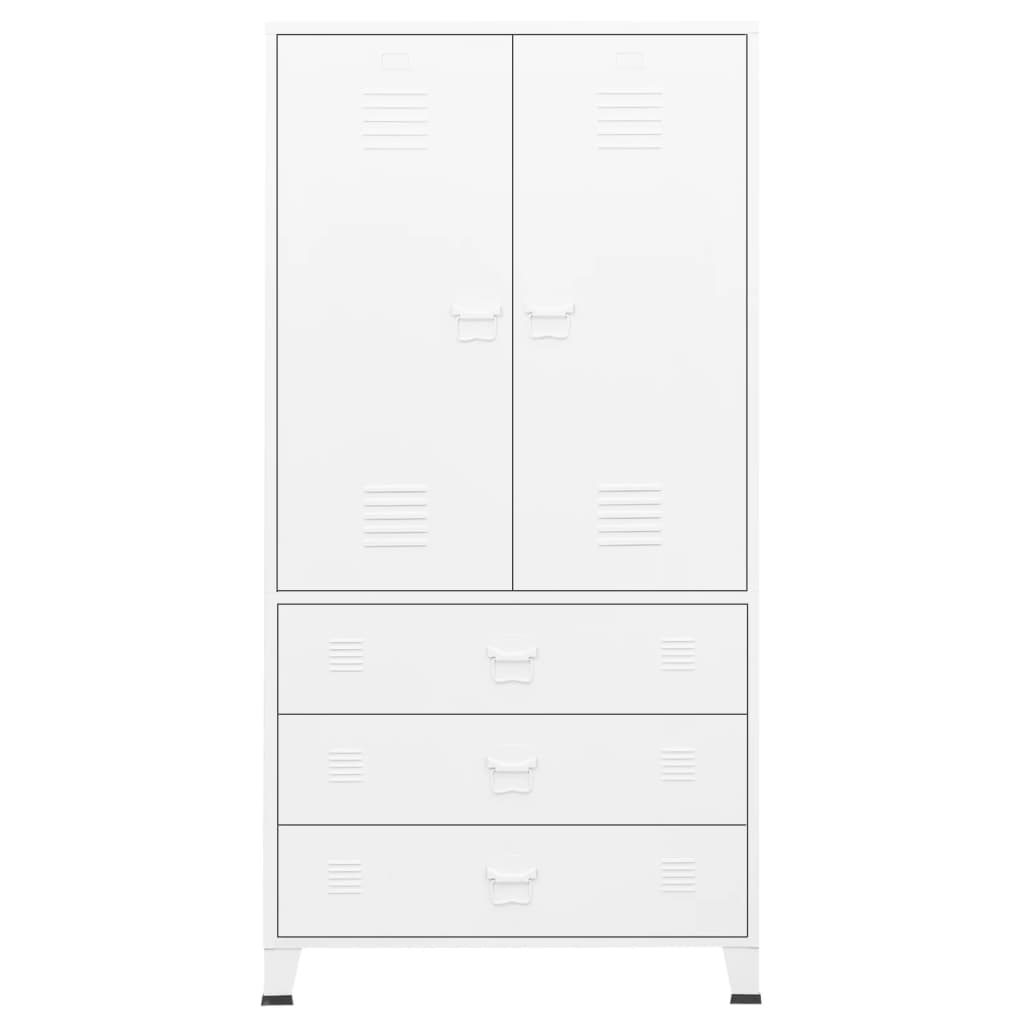 Industriell garderobe hvit 90x50x180 cm metall