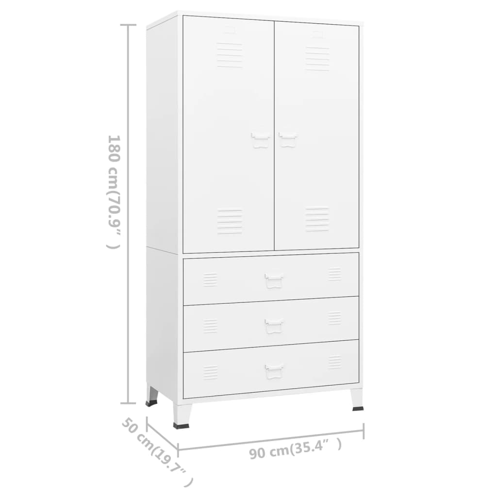 Industriell garderobe hvit 90x50x180 cm metall