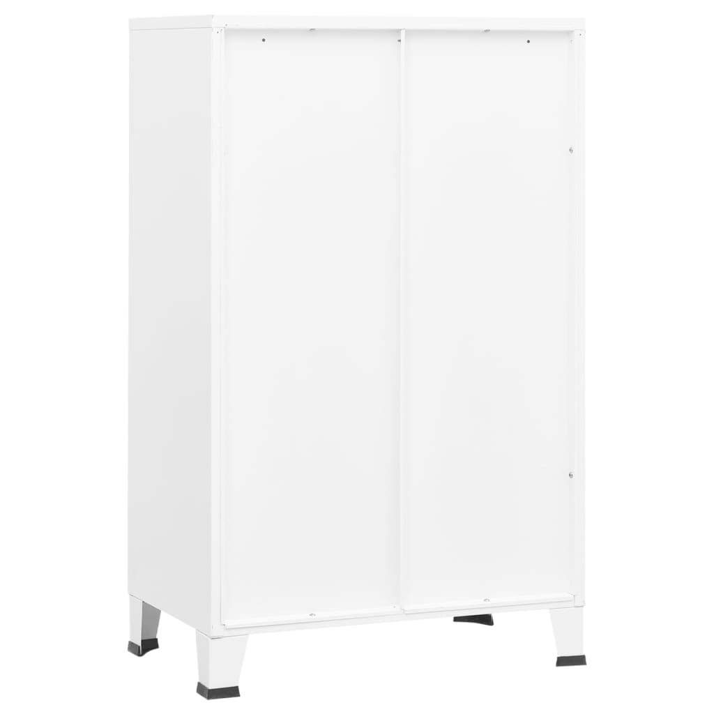 Industriell oppbevaringskiste hvit 70x40x115 cm metall