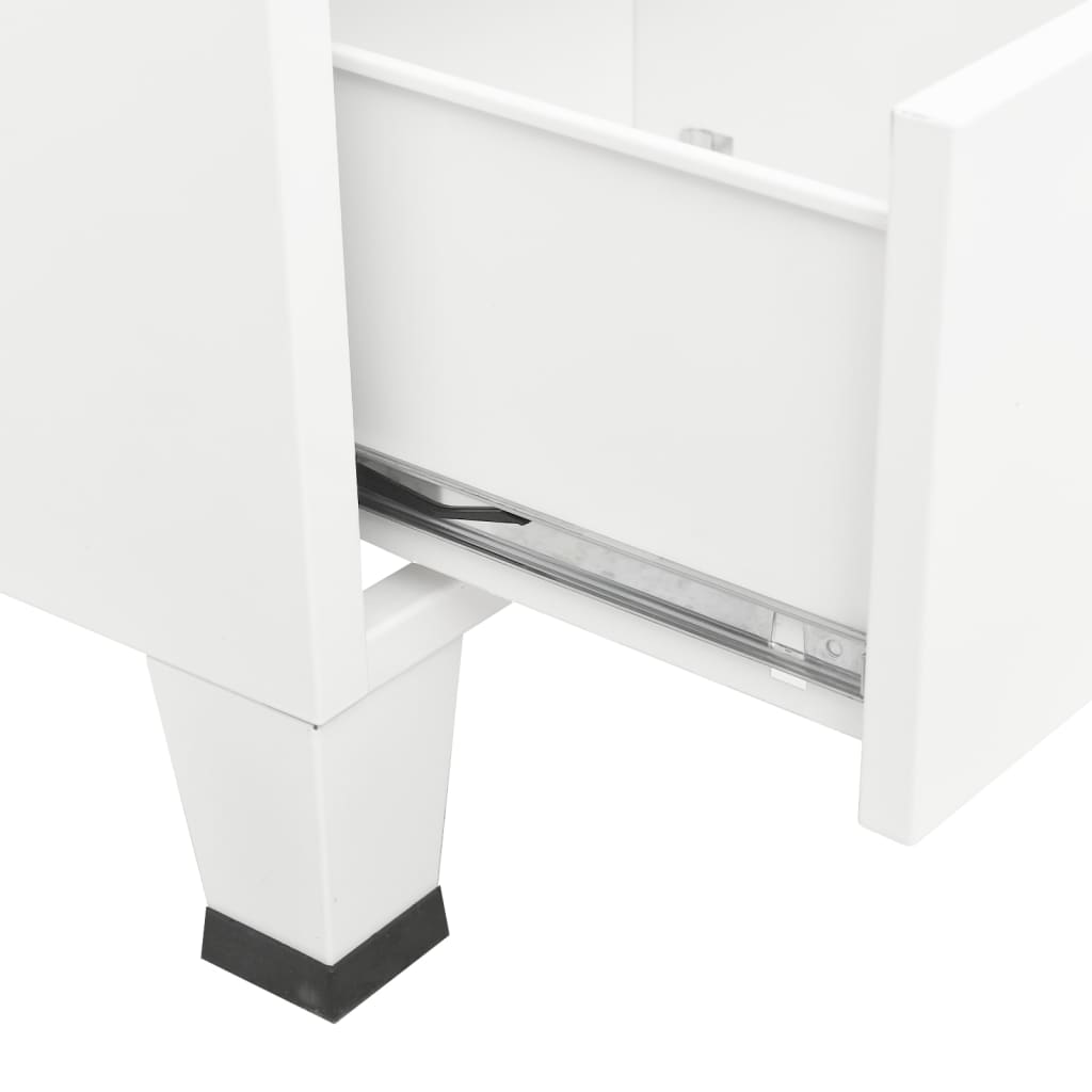 Industriell oppbevaringskiste hvit 70x40x115 cm metall