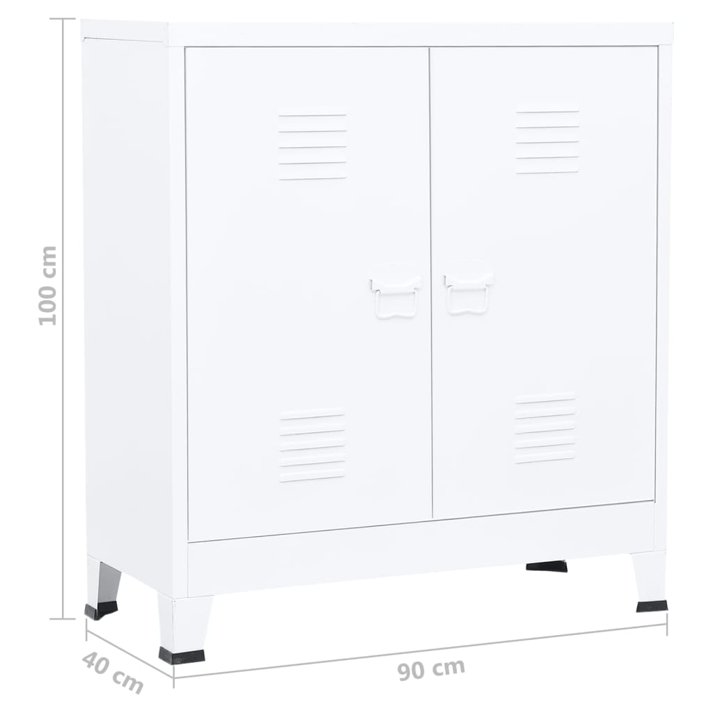 Industriell oppbevaringskiste hvit 90x40x100 cm stål