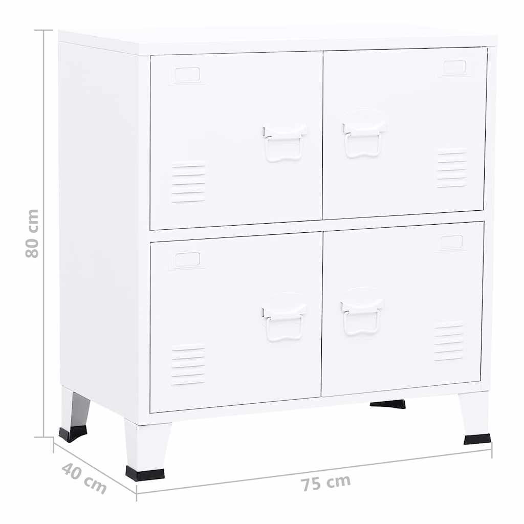 Industriell oppbevaringskiste hvit 75x40x80 cm stål vidaXL