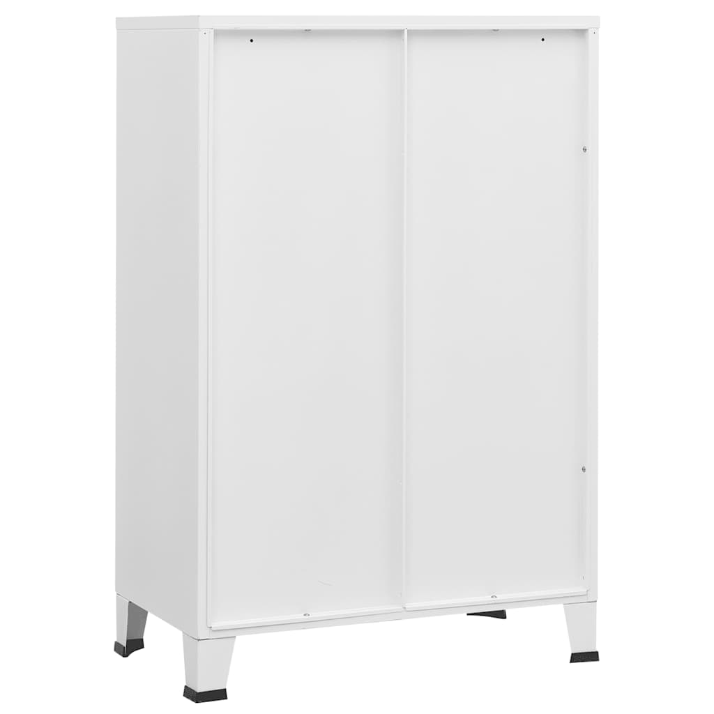 Industriell oppbevaringskiste hvit 75x40x115 cm metall