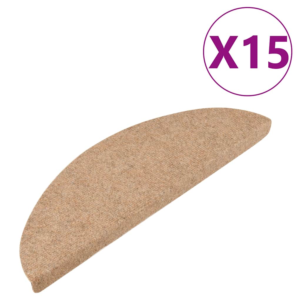 Selvklebende trappematter 15 stk 56x17x3 cm beige