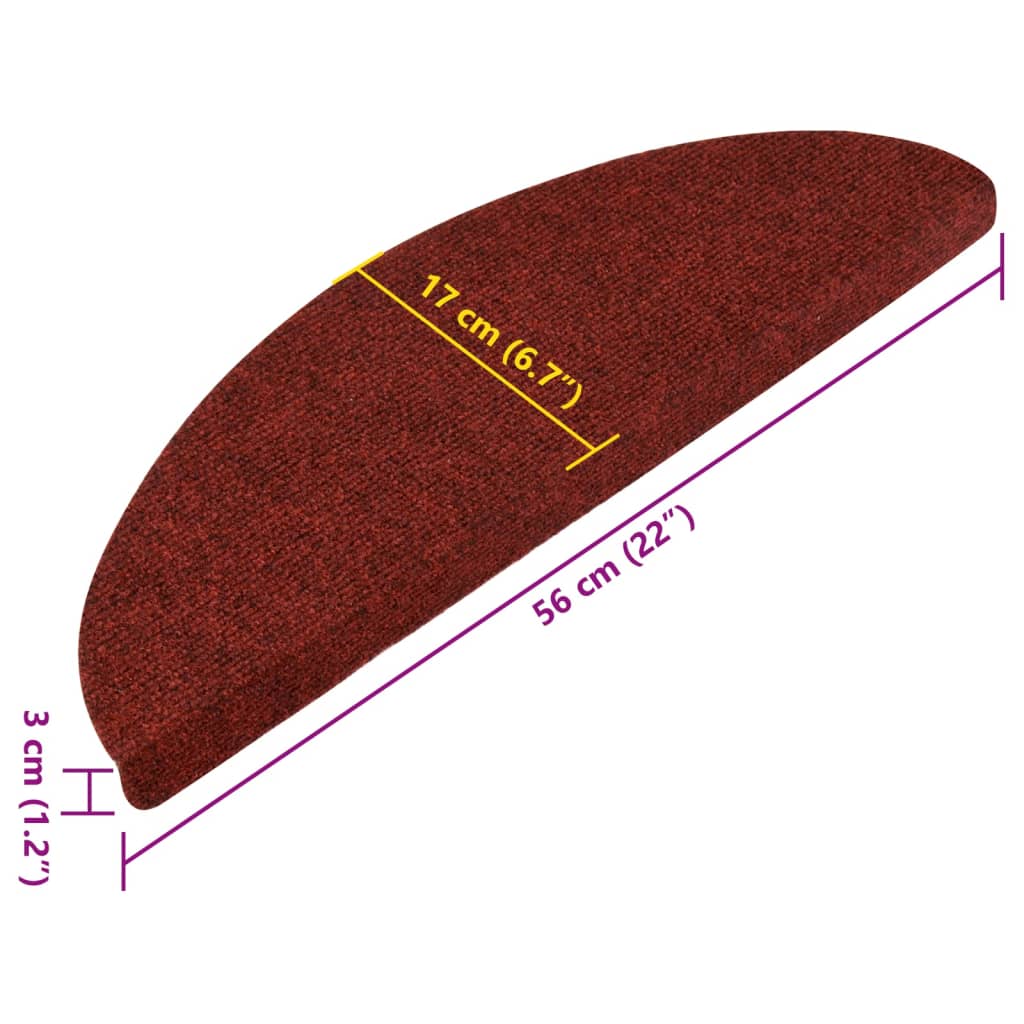 Selvklebende trappematter 15 stk 56x17x3 cm rød