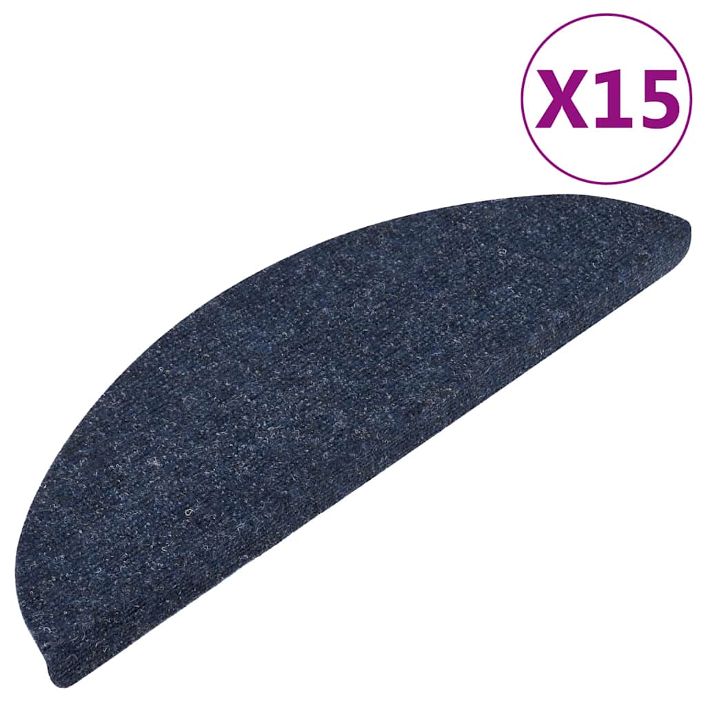 Selvklebende trappematter 15 stk 56x17x3 cm blå