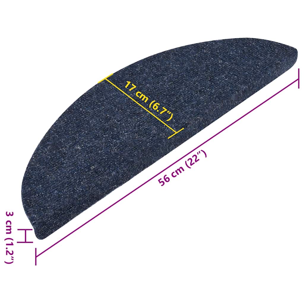 Selvklebende trappematter 15 stk 56x17x3 cm blå