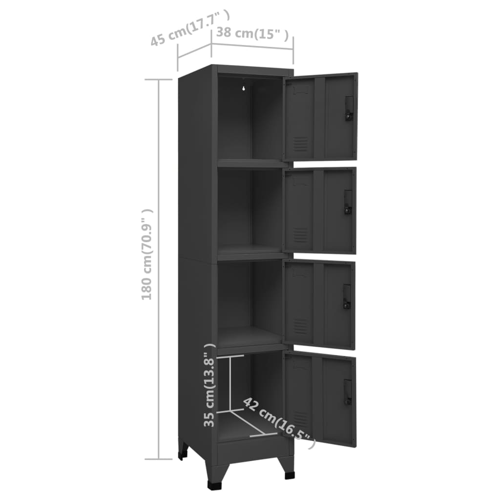 Oppbevaringsskap antrasitt 38x45x180 cm stål