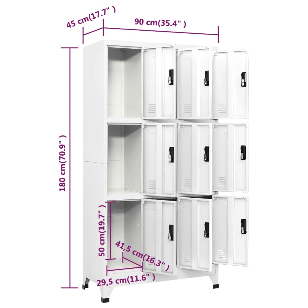 Oppbevaringsskap hvit 90x45x180 cm stål
