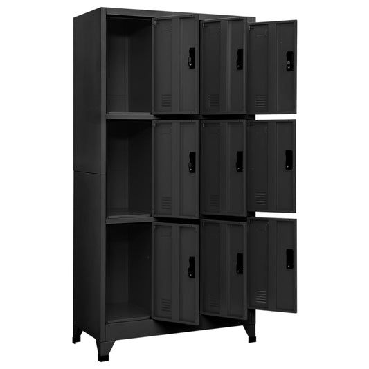 Oppbevaringsskap antrasitt 90x45x180 cm stål