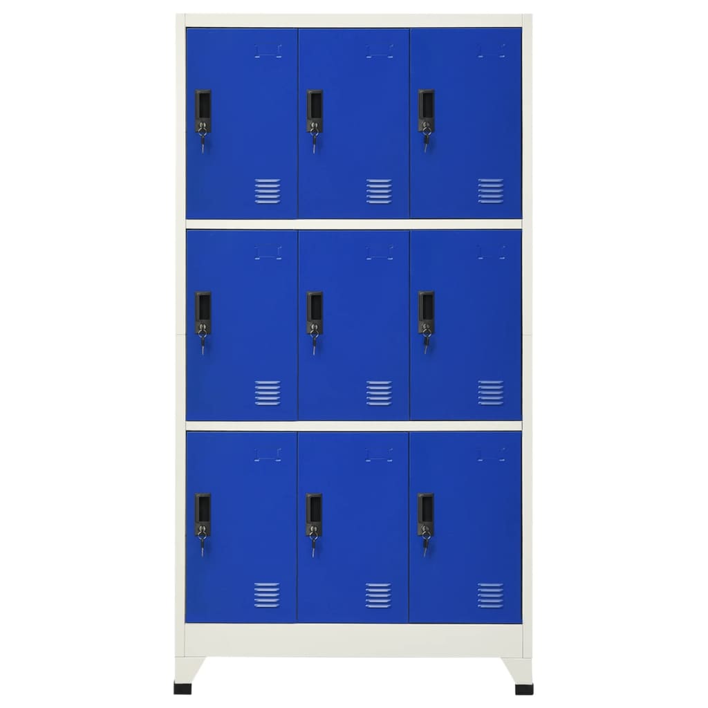 Oppbevaringsskap grå og blå 90x45x180 cm stål