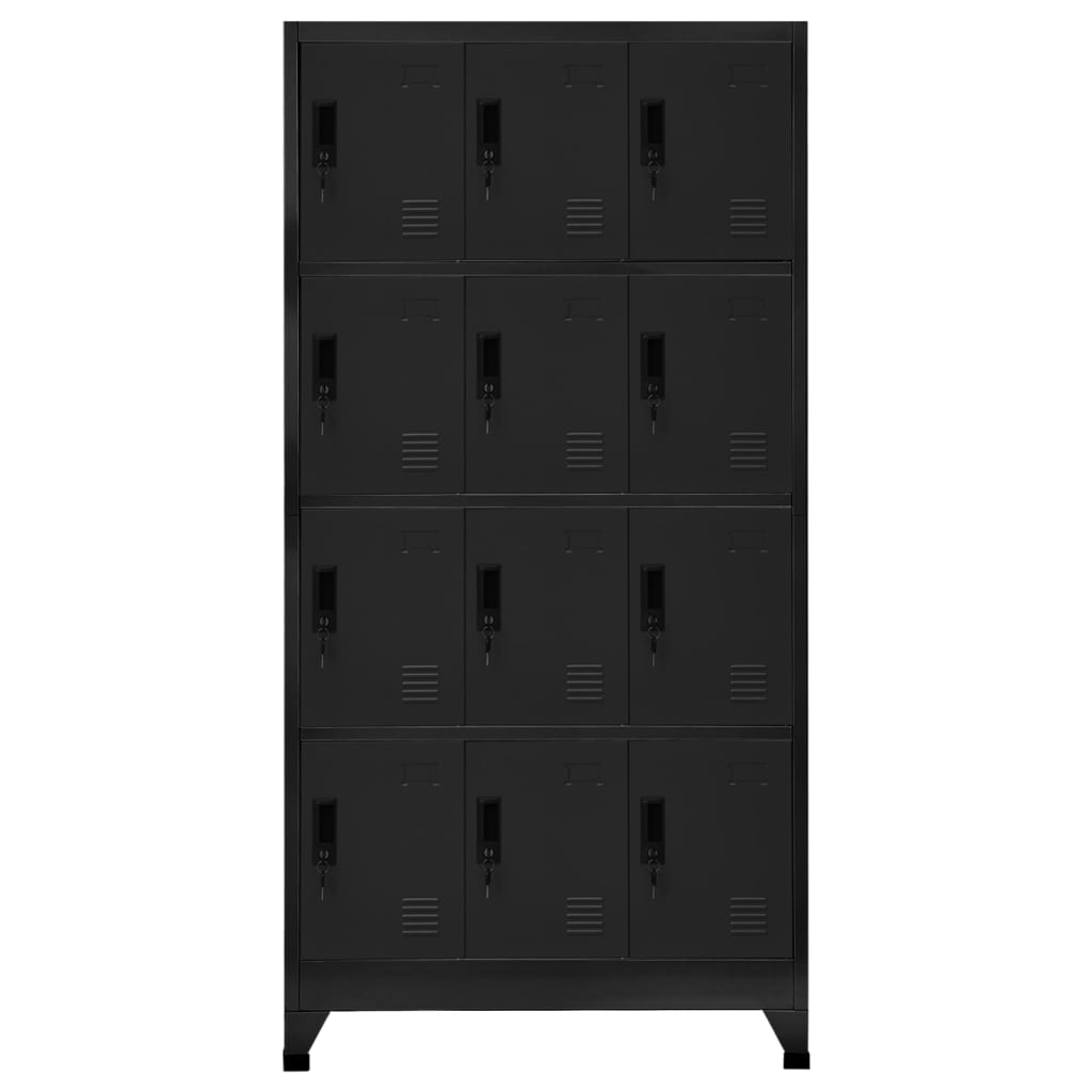 Oppbevaringsskap svart 90x45x180 cm stål
