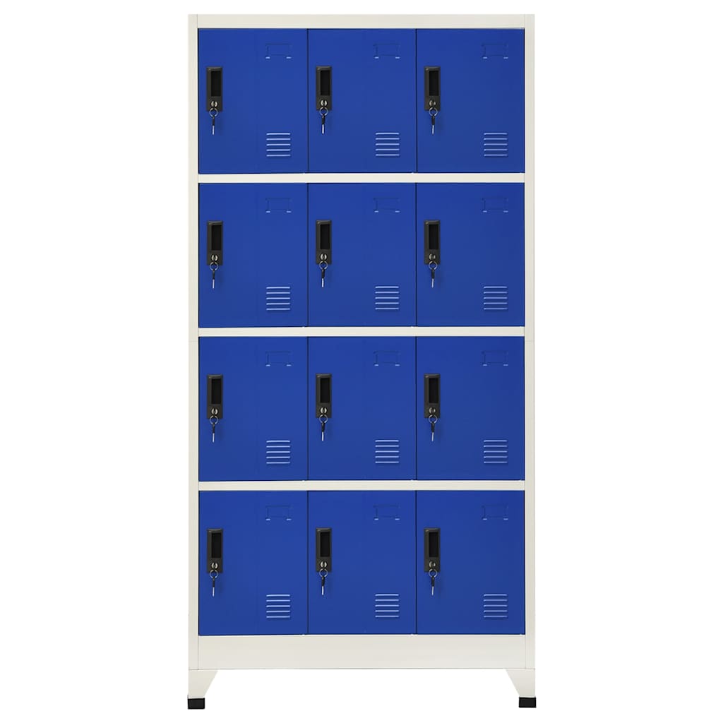 Oppbevaringsskap grå og blå 90x45x180 cm stål