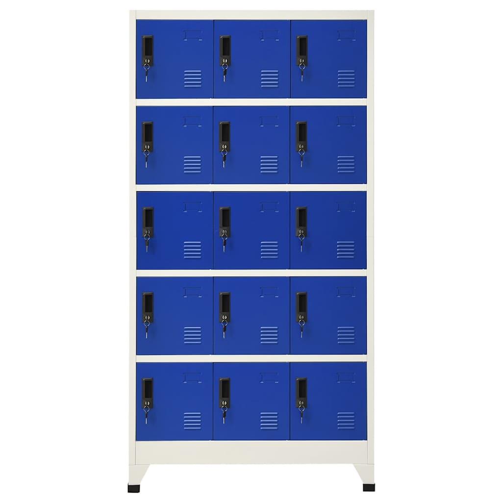 Oppbevaringsskap grå og blå 90x40x180 cm stål