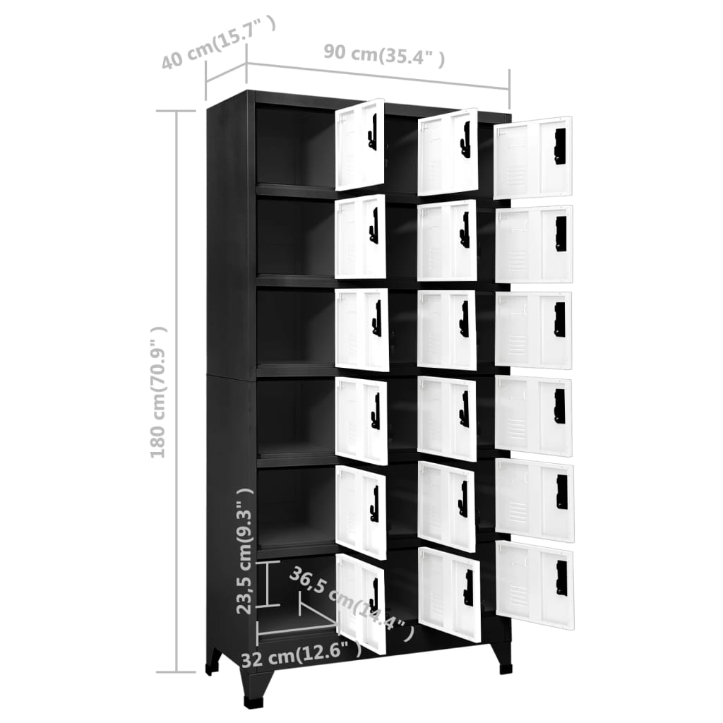 Oppbevaringsskap antrasitt og hvit 90x40x180 cm stål