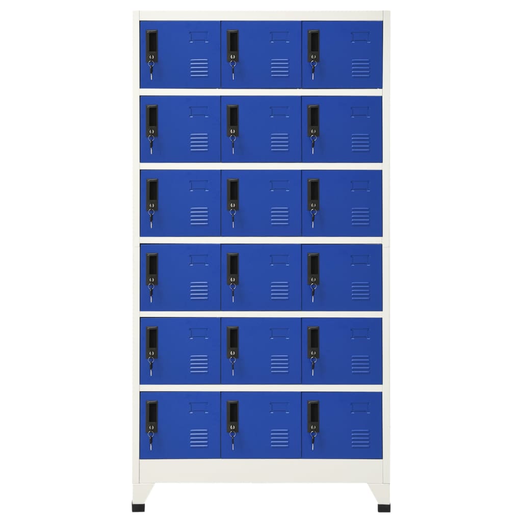 Oppbevaringsskap grå og blå 90x40x180 cm stål