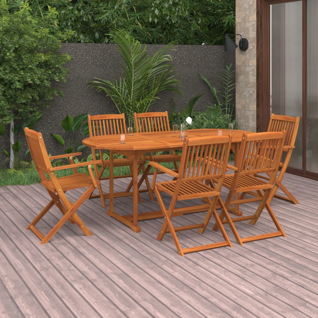 Hagespisegruppe 7 deler 180x90x75 cm heltre akasie