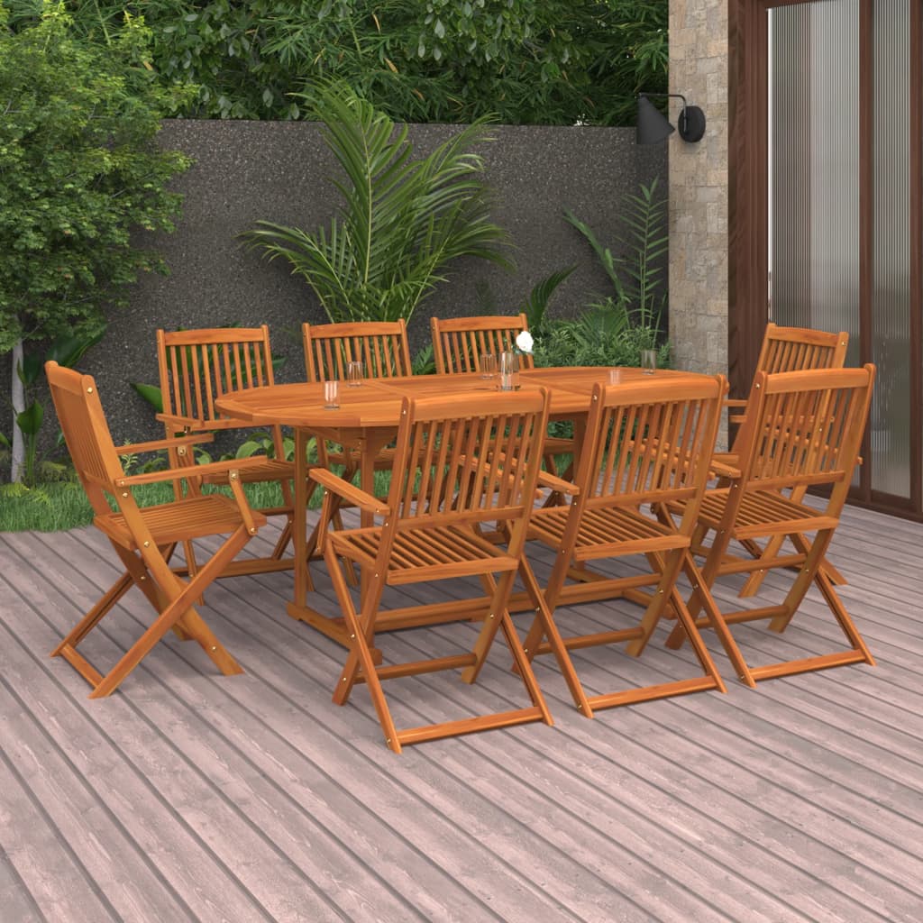 Hagespisegruppe 9 deler 180x90x75 cm heltre akasie