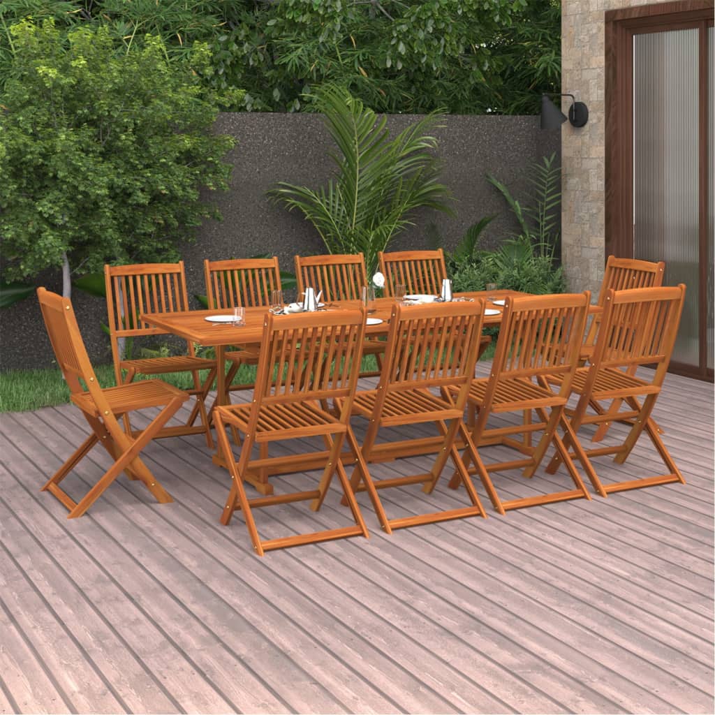Hagespisegruppe 11 deler 220x90x75 cm heltre akasie